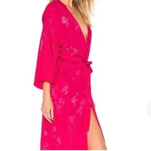 Lovers + Friends Vibrant Pink Floral Robe